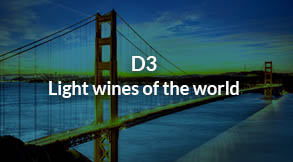 Image of the Golden Gate Bridge at night with text – D3 Light Wines of the World